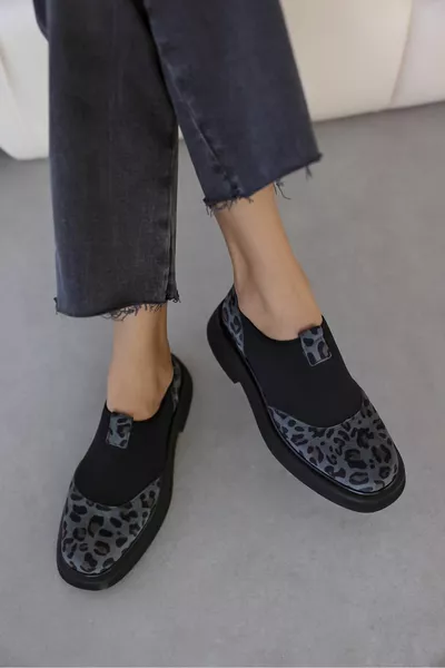 أرلين جلد طبيعي جلد الفهد تمتد لوفر نسائي - رمادي