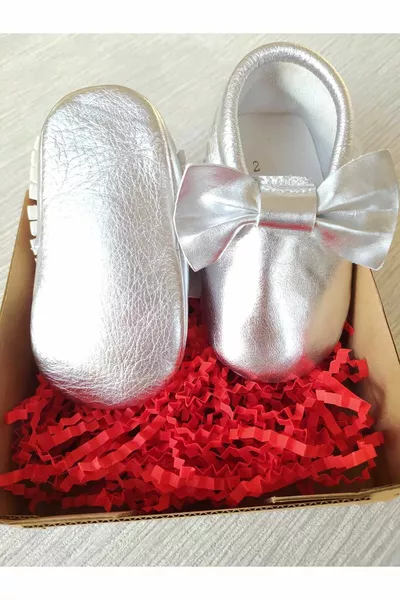 Bella Modello Colore Argento Bambino Mocassini Stivaletti Scarpe Da Bambino