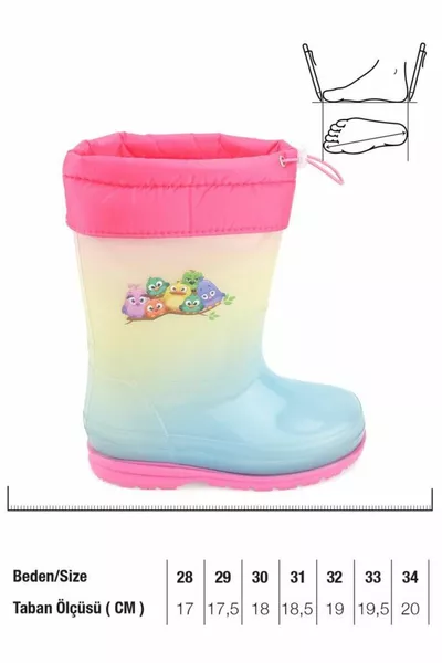 Девочки Зимние водонепроницаемые прозрачные резиновые сапоги с мехом внутри