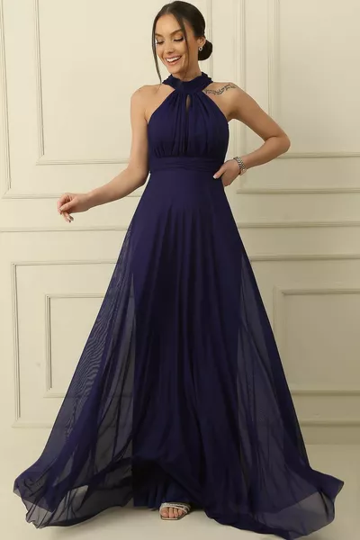 Длинное платье из тюля с подкладкой из галстука