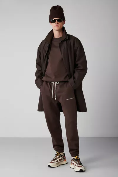 Marshall Мужской % органический хлопок флисовый с вышивкой Расслабленный коричневый спортивный костюм