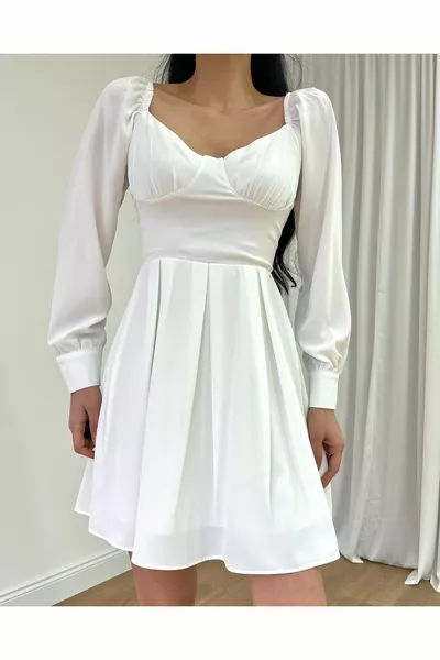 Вечерна рокля на гърдите на жените подробни сърцето яка дълъг ръкав разкроен шифон рокля - вечерна рокля и дипломирането рокля