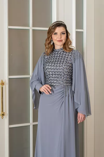 بيلين الشيفون الحجاب مساء اللباس زائد حجم