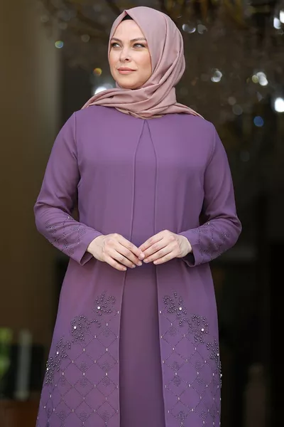 فستان سهرة ربيعة بنفسجي