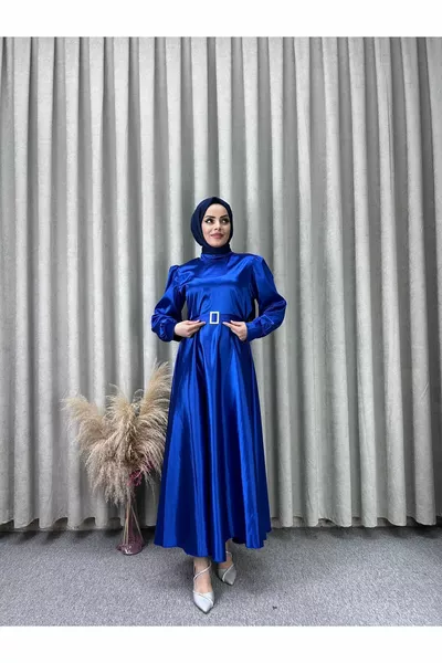 فساتين سهرة الأميرة المحجبة مع أكتاف كشكش