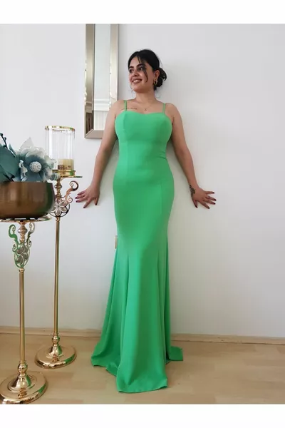 المرأة الخضراء حبل حزام السمك فساتين السهرة