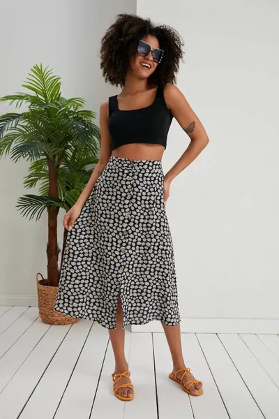 Asur Boutique Damenrock aus elastischem Taillenrock aus Viskosegewebe