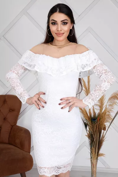 Abiti da sera corti in tulle pizzo bianco da donna