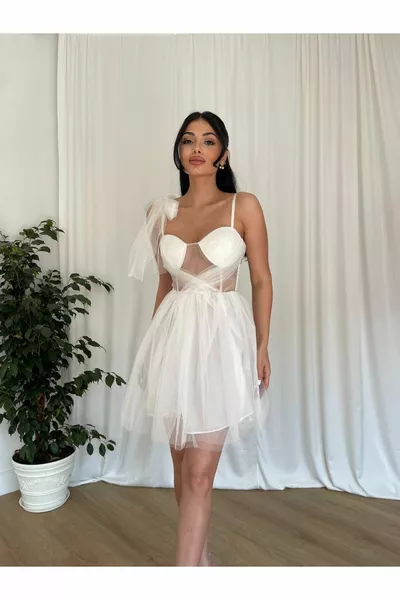 Gloped Tulle Mini Dress