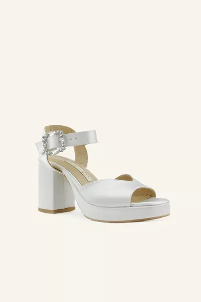 Mother-of-pearl Satin So Vera Mini Heeled Bridal Shoes