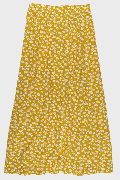 المرأة تنورة حورية البحر الصفراء ديزي منقوشة.