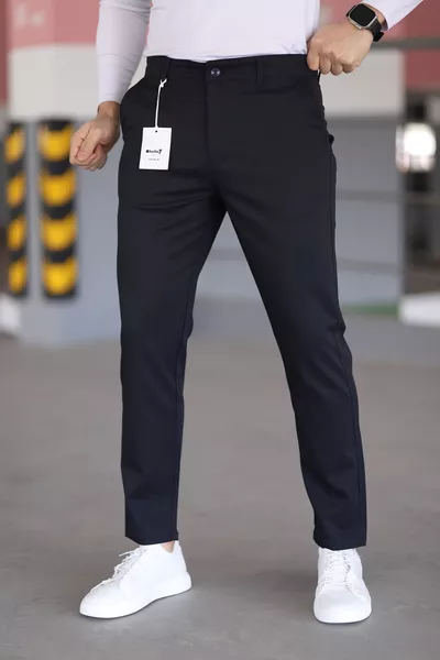 Herren Anthrazit Slim Fit Elastische Leinenhose mit Lycrastretch