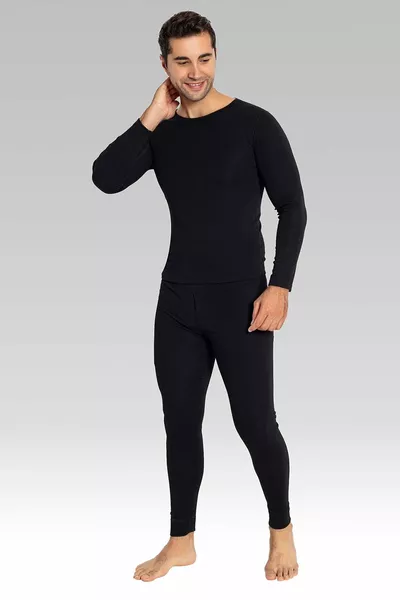 Ensemble thermique masculin haut et bas noir