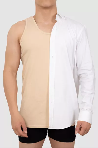 Canottiera invisibile sotto la camicia