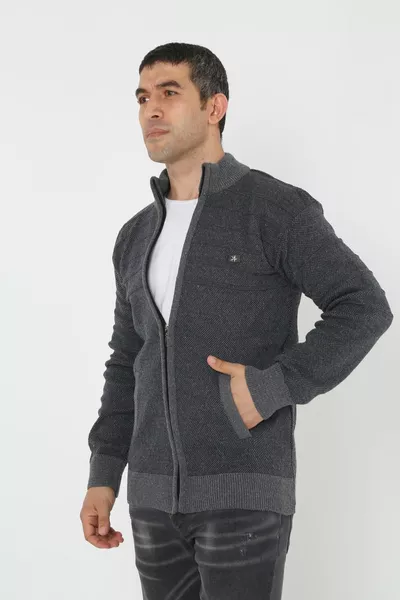 Men's Super Large Knit Zip-Up Cardigan & Sweater