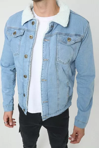 جاكيت جينز من الفراء للرجال