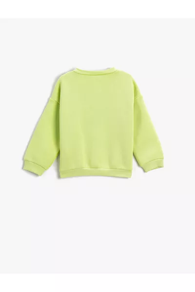 سويتشيرت بأكمام طويلة وياقة دائرية بطبعة بطاريق وموضوع التزلج