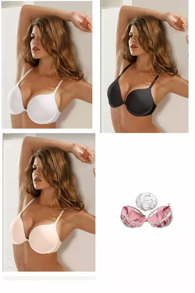 Комплект от 3 броя  Musette с подплънки, сутиен, който прави гърдите да изглеждат с два размера по-големи, с подарък топ за пране