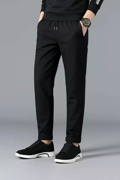 Pantaloni Jogger Uomo neri Pike con vita elasticizzata, coulisse, fondo doppio e vestibilità slim elasticizzata