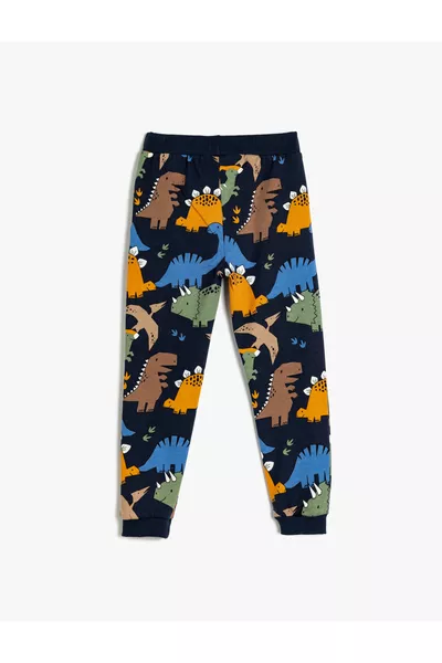Chardonnay Jogger Sweatpants with Dinosaur Print and Drawstring Waist