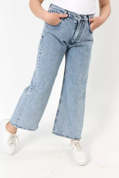 Girls' Loose-Fit Denim Wide-Leg Jeans
