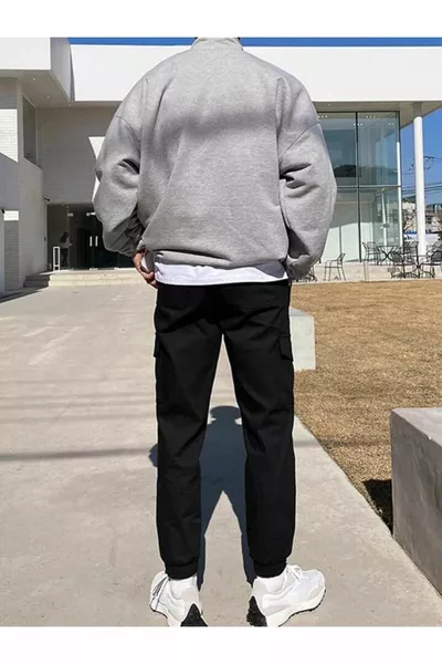 Gray COLORADO Printed High-Neck Sweater with Half-Zip