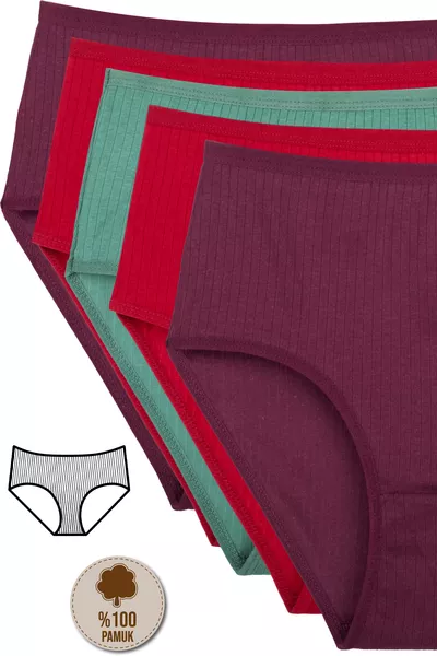 % Хлопок, 5 шт., Женские трусы с высокой талией 