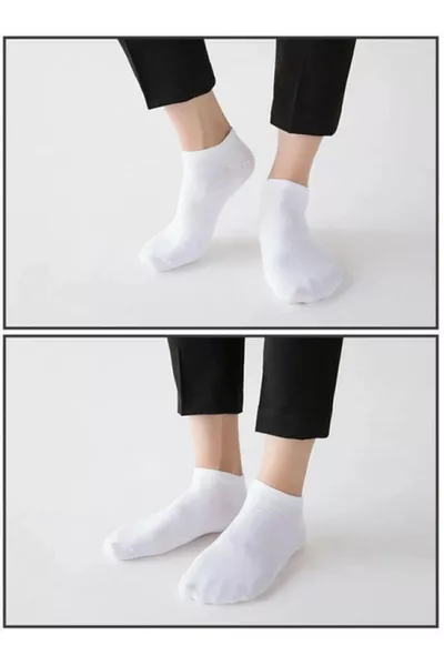 Unisex Pamuklu Spor Patik Çorap Beyaz Ve Gri 8 Çift