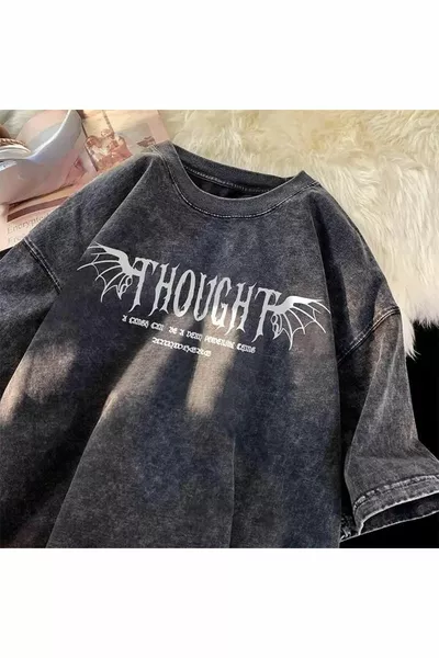 Washed Streetwear Rose Printed Unisex Oversize Vintage T-shirt