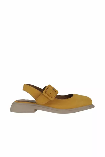 Sandali bassi da donna in nabuk giallo 