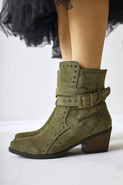 تورين الأزرق من جلد الغزال الأساسية مفصلة حزام مدبب مقدمة الأحذية الغربية