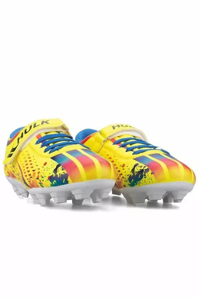 Garçons Gear Football Chaussures Astroturf Strap Chaussures Jaune Noir Turquoise Messi Football