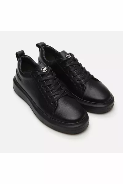 Натуральная кожа Черная мужская повседневная обувь