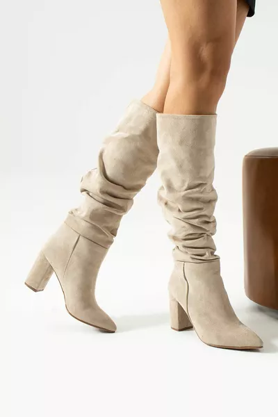 Jagoda كريم سويدي منفاخ ديات أحذية نسائية بكعب عال