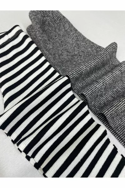 مخطط مضلع مرن - مدخن 2 قطعة بنات - أولاد لباس ضيق شتوي للأطفال