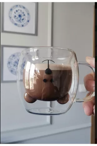 Стеклянная кружка с двойными стенками и дизайном плюшевого мишки, стеклянная кружка с двойными стенками и ручкой, чашка для развлечений