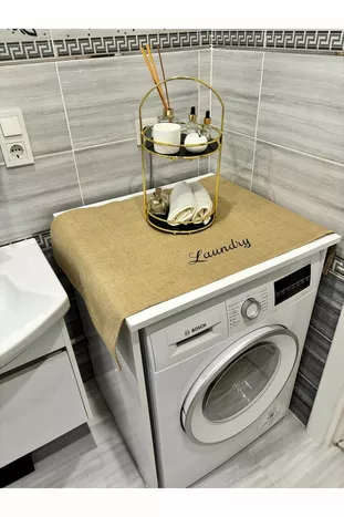 Естественная элегантность: джутовая чехол для стиральной машины с принтом