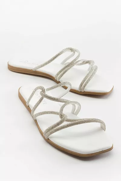 Sreta Shiny Stone Женские босоножки на низкой подошве-белые