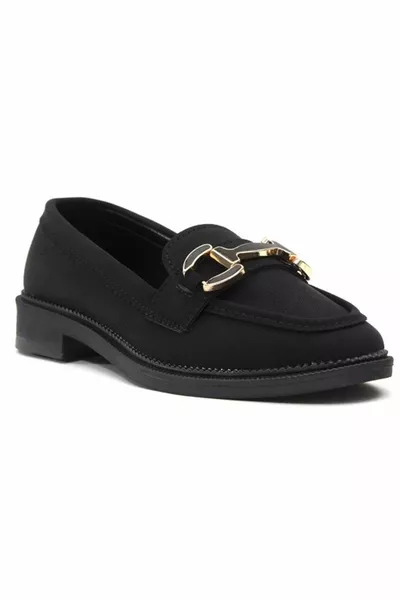 Feles Buckle Detailed Loafer Ballerinas für Damen SCHWARZ