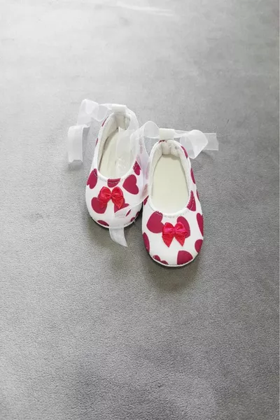 Baby Shoes White Heart Ballet Flats