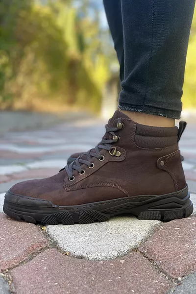 M.P.  Мъжки ботуши с цип от естествена кожа с неплъзгаща се подметка