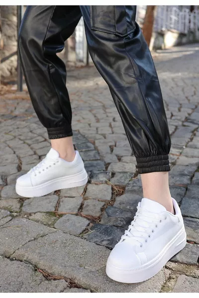 Маратонки с връзки Leran White Skin