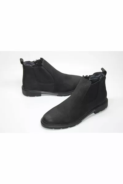 CUIR VÉRITABLE SEMELLE ANTIDÉRAPANTE ÉLASTIQUE FERMETURE ÉCLAIR FACILE À PORTER HIVER CLASSIQUE CHELSEA NOIR DAIM ÉNERGIE