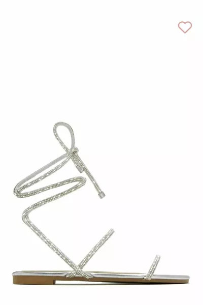 Дамски сандали с връзки със скъпоценни камъни