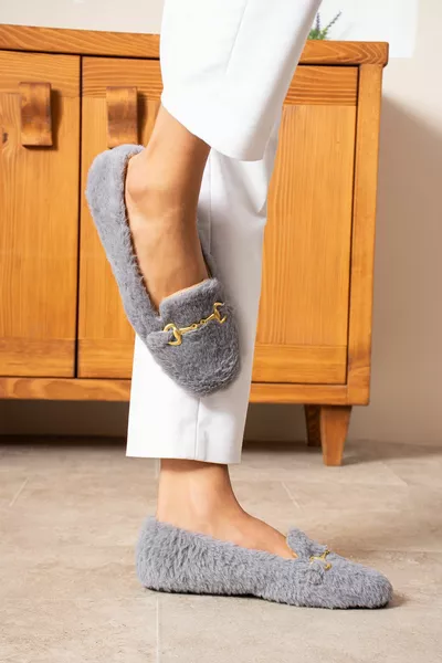 Pufy Peluche Plume Simple Boucle Femmes Pufy Chaussures Ballerine Ballerine Ballerines