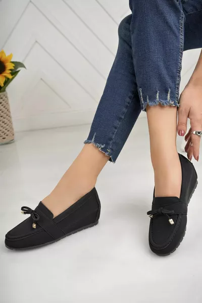 Minal  Черная женская обувь на скрытом каблуке