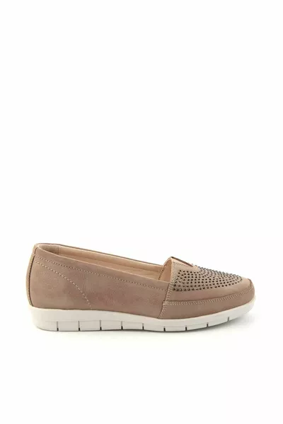Nubuck crème en cuir véritable Mocassins pour femmes 