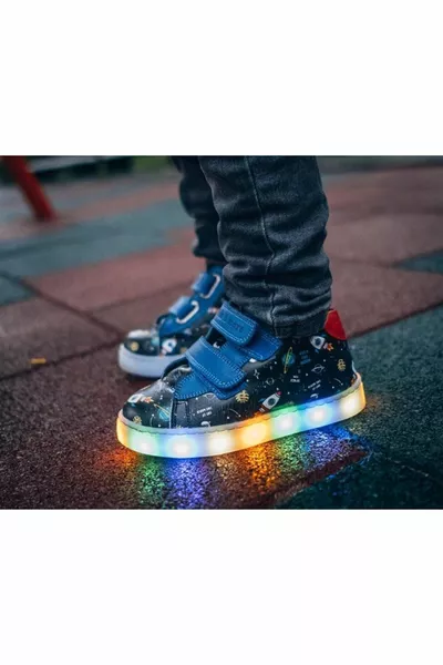 الفضاء الفجوة الرقمية المطبوعة الجلود مضاءة وحيد الأولاد الأحذية ساكس