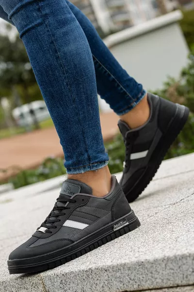 Мъжки черни сиви ежедневни спортни обувки за ходене с дебела удобна подметка Light Line Детайлни маратонки