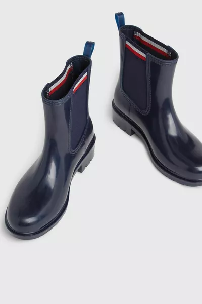 أحذية المطر بشعار نسائي مع لوحة جانبية مرنة